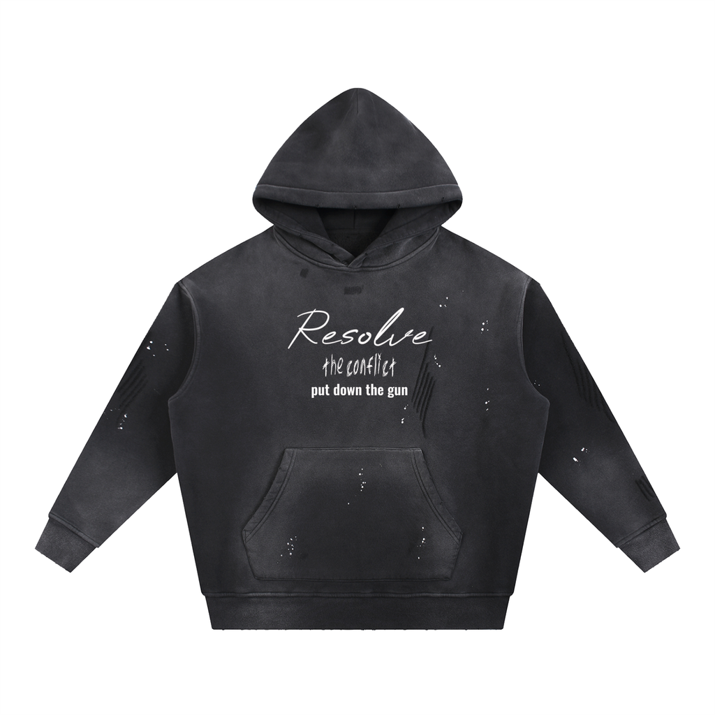 Vintage Washed Frayed Fleece Hoodie