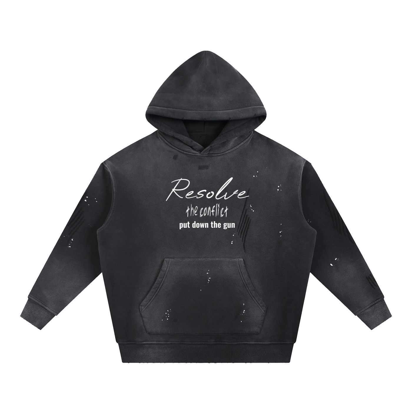 Vintage Washed Frayed Fleece Hoodie