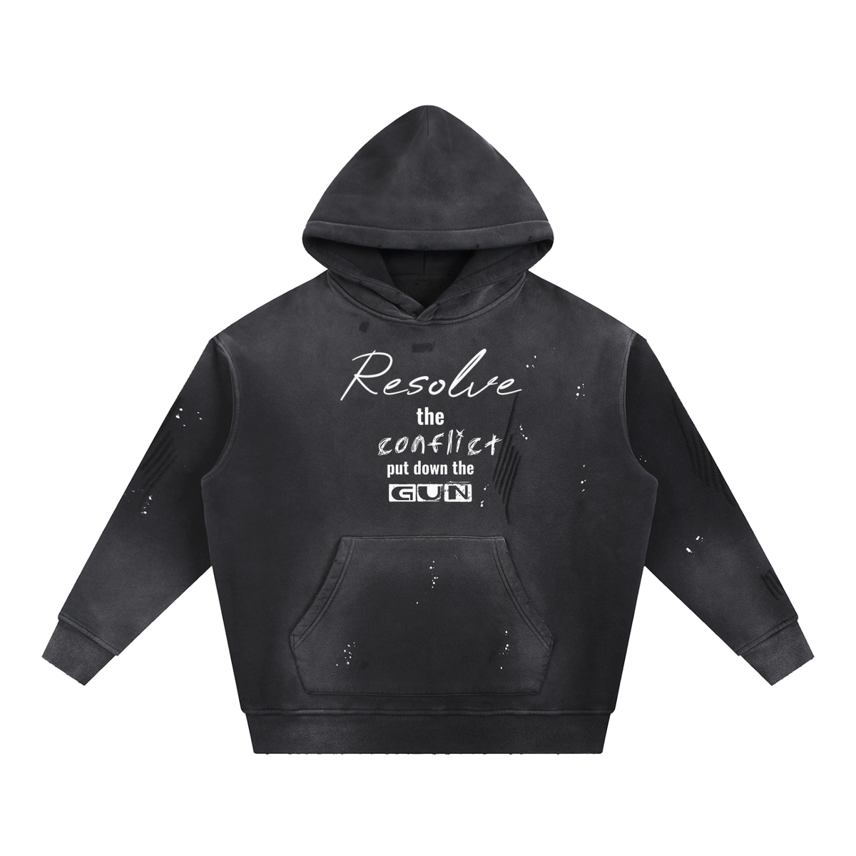 Vintage Washed Frayed Fleece Hoodie