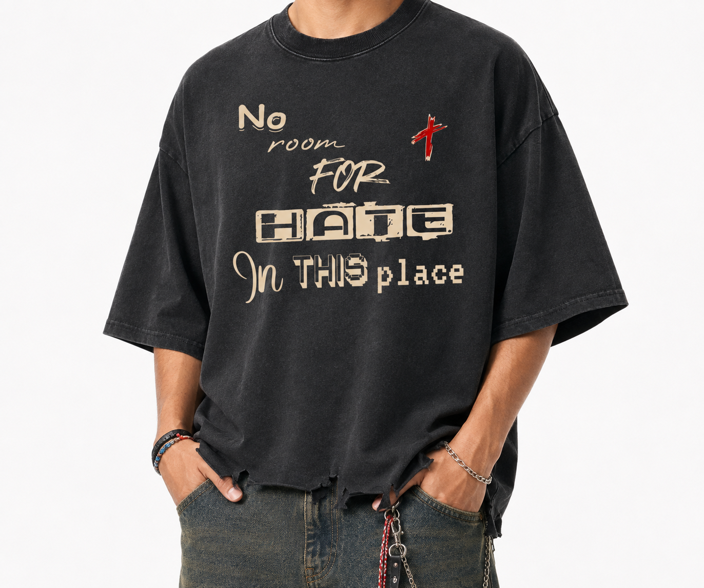 Snow Wash Raw-Hem Boxy T-shirt