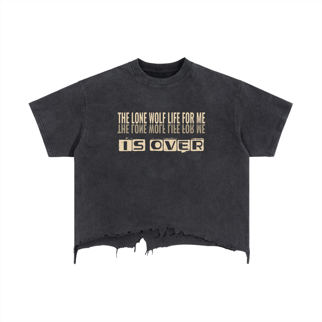 Vintage Wash Boxy Distressed Hem T-Shirt