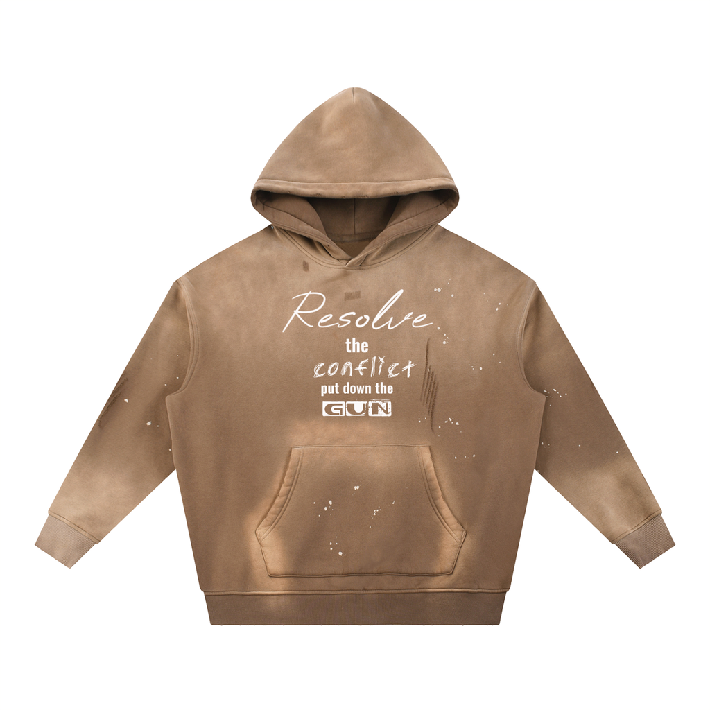 Vintage Washed Frayed Fleece Hoodie