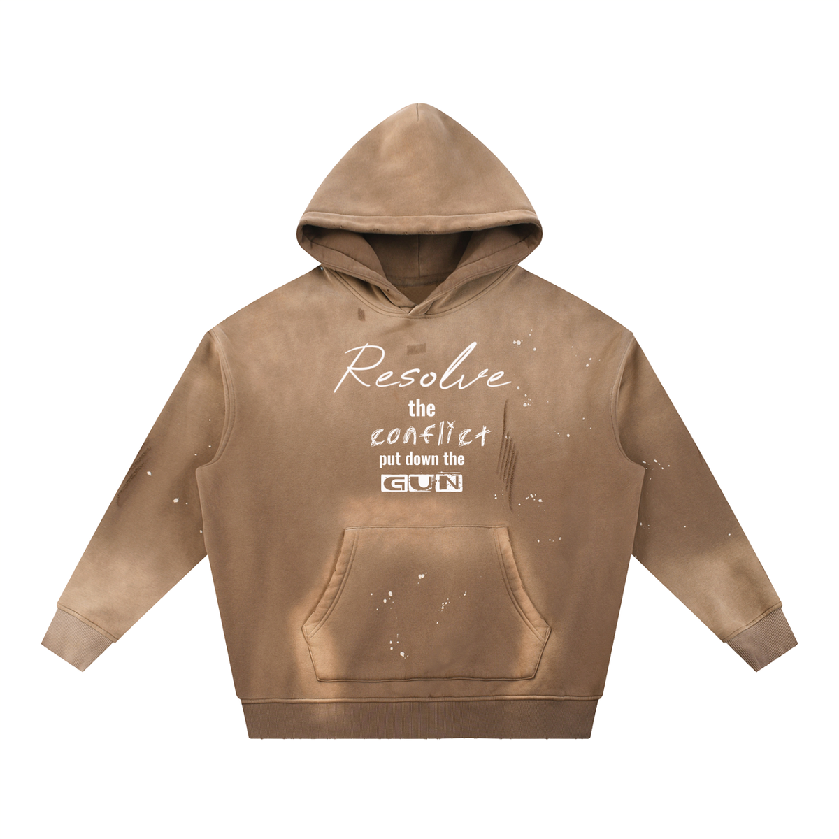 Vintage Washed Frayed Fleece Hoodie