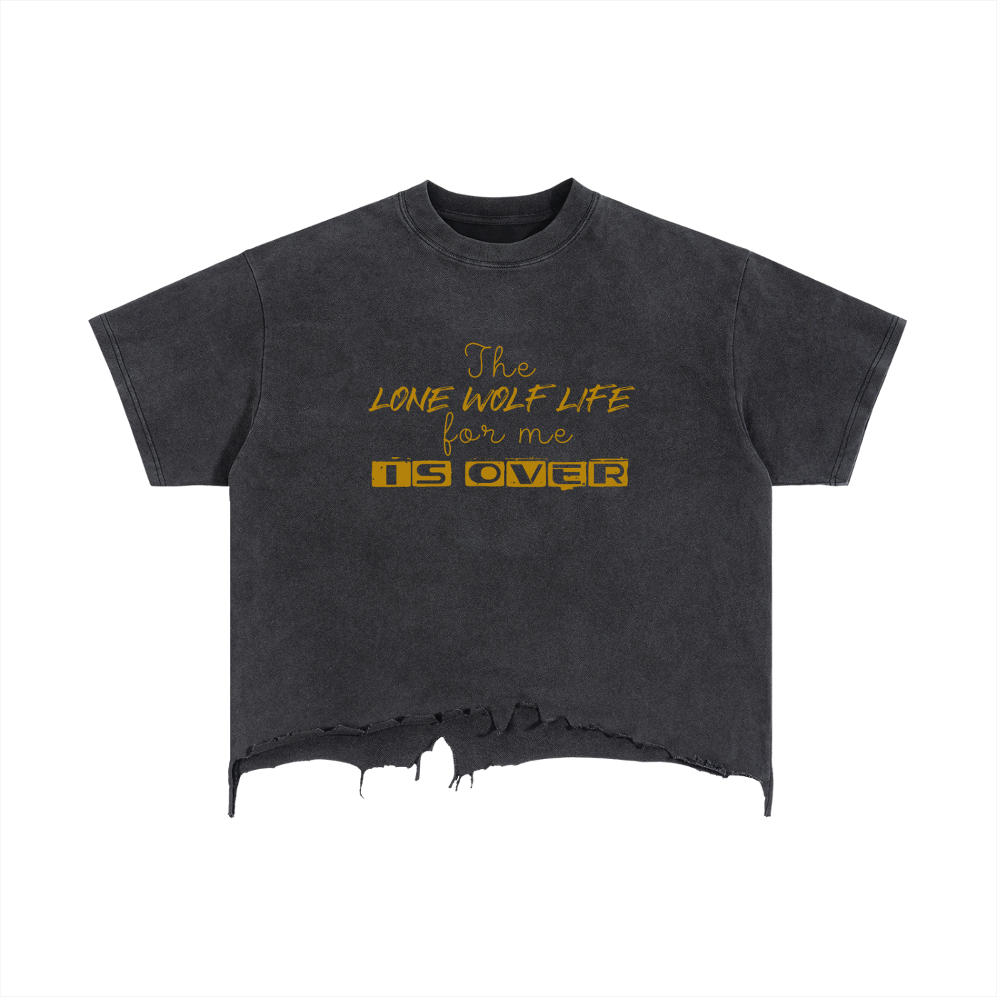 Vintage Wash Boxy Distressed Hem T-Shirt