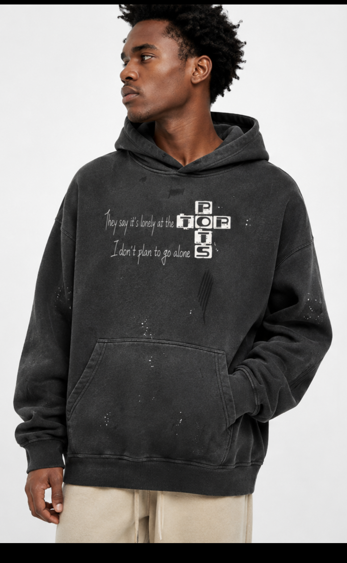 Vintage Washed Frayed Fleece Hoodie