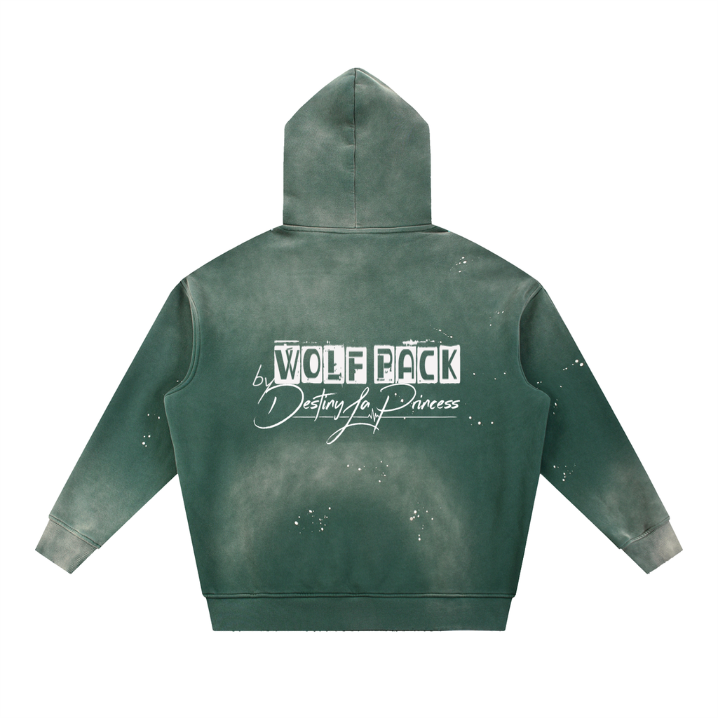 Vintage Washed Frayed Fleece Hoodie